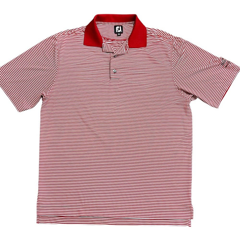 FootJoy Golf Polo Shirt Mens‎ Striped Short Sleeve Performance Casual Red